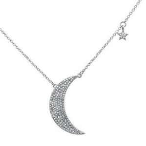 .22ct 14kt white gold diamond crescent moon star